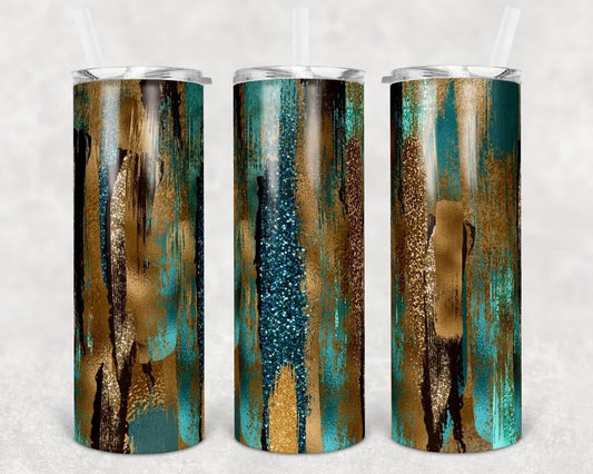 Blue Glitter Brown Special Effects - 20 oz or 30oz Skinny Tumblers w/ Lid and Metal Straw