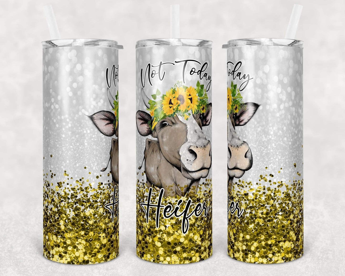 Cow - 20 oz or 30oz Skinny Tumblers w/ Lid and Metal Straw