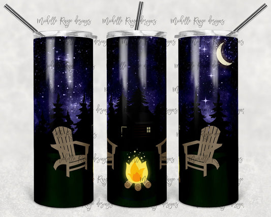 MoonLight Fire Pit - 20oz or 30oz Skinny Tumblers w/ Lid and Metal Straw