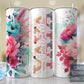 Yaya Split Hot Pink Floral Full Wrap -20oz or 30oz Skinny Tumblers w/ Lid and Metal Straw