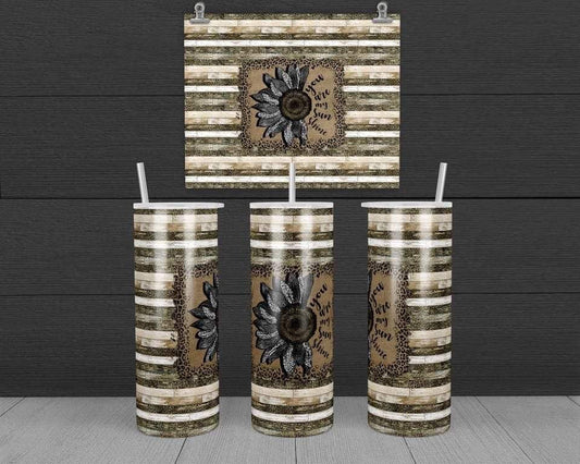 Sunflower with words - 20 oz or 30oz Skinny Tumblers w/ Lid and Metal Straw
