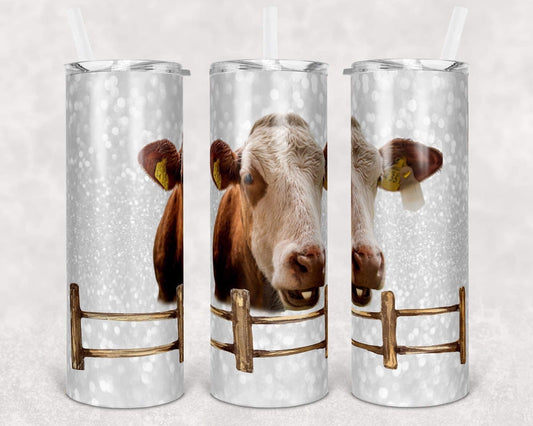 Cow - 20oz or 30oz Skinny Tumblers w/ Lid and Metal Straw