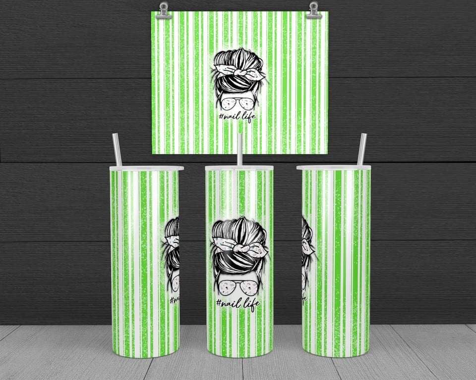 Nail Life - 20 oz or 30oz Skinny Tumblers w/ Lid and Metal Straw