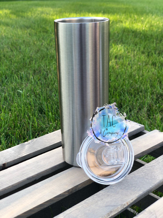 20oz Silver Skinny Tumbler