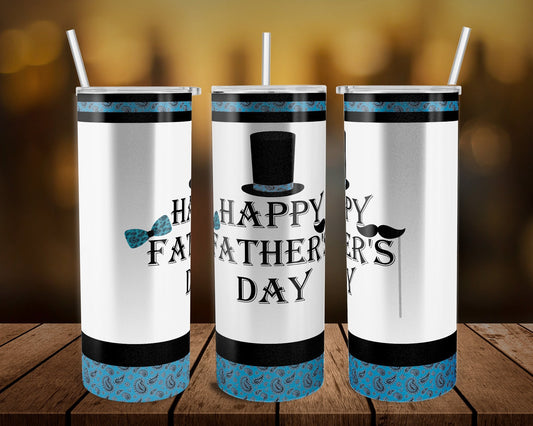 Blue Top Hat Father- 20 oz or 30oz Skinny Tumblers w/ Lid and Metal Straw