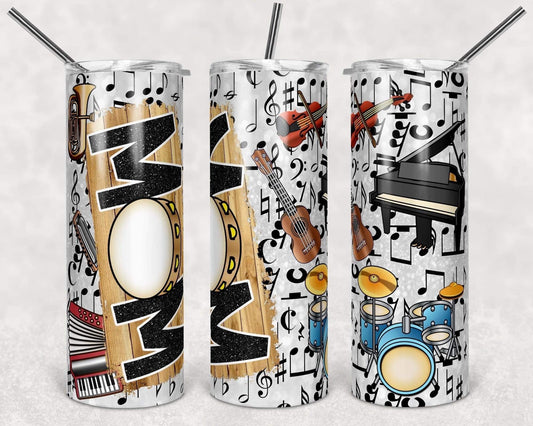 Music Mom - 20oz or 30oz Skinny Tumblers w/ Lid and Metal Straw