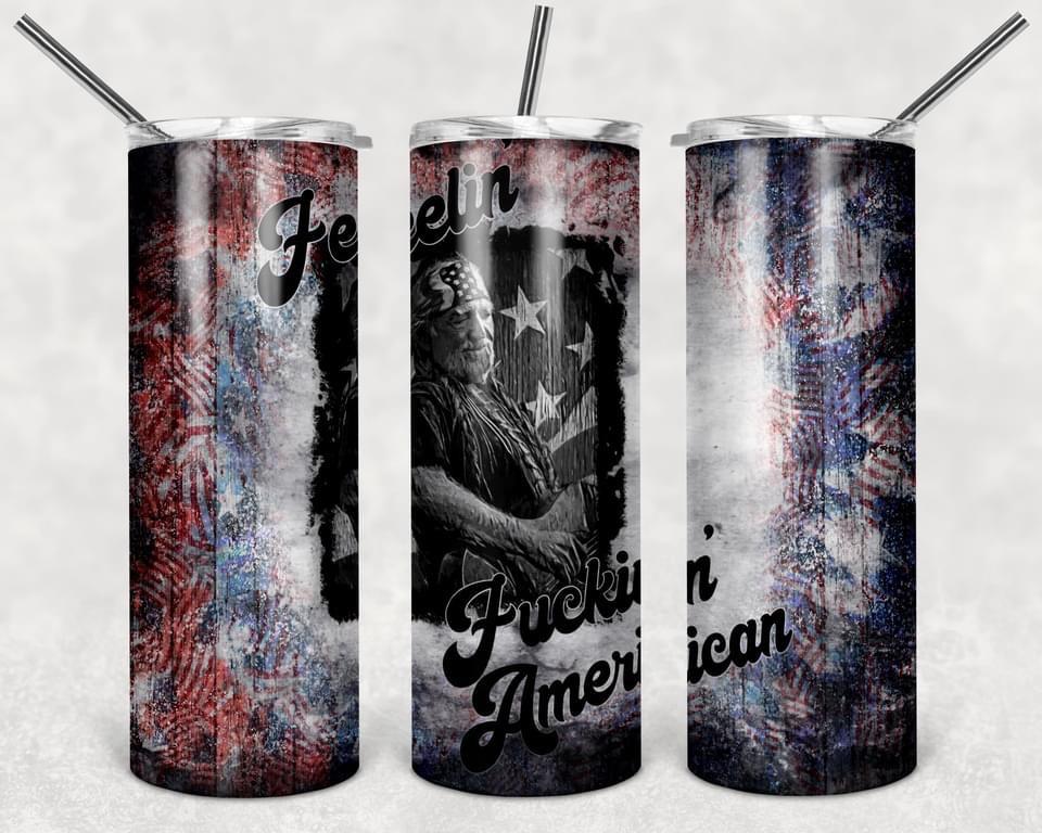 Feelin America - 20oz or 30oz Skinny Tumblers w/ Lid and Metal Straw