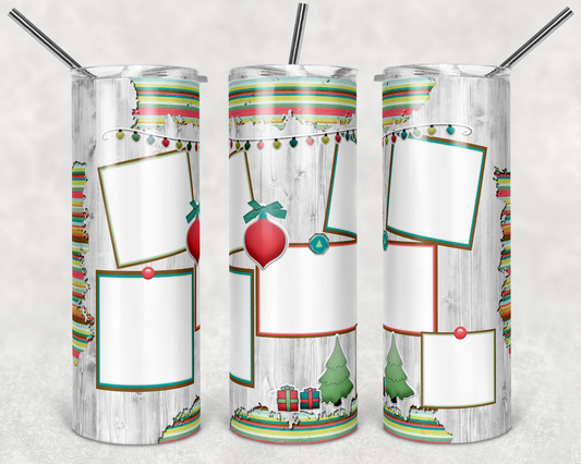 White Wood Picture Frames- 20 oz or 30oz Skinny Tumblers w/ Lid and Metal Straw