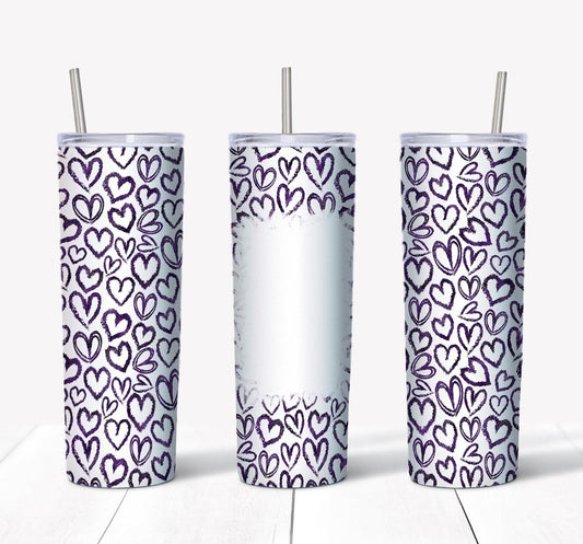 Black Hearts w/ Picture- 20oz or 30oz Skinny Tumblers w/ Lid and Metal Straw