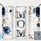 Blue , Gold Florals- 20oz or 30oz Skinny Tumblers w/ Lid and Metal Straw
