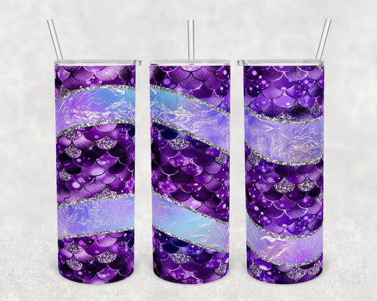 Purple Mermaid - 20 oz or 30oz Skinny Tumblers w/ Lid and Metal Straw