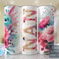 Nan Hot Pink Floral Full Wrap -20oz or 30oz Skinny Tumblers w/ Lid and Metal Straw
