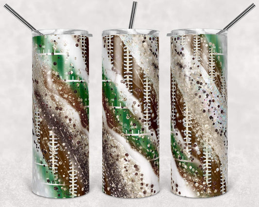 Football Stripes Sports - 20oz or 30oz Skinny Tumblers w/ Lid and Metal Straw