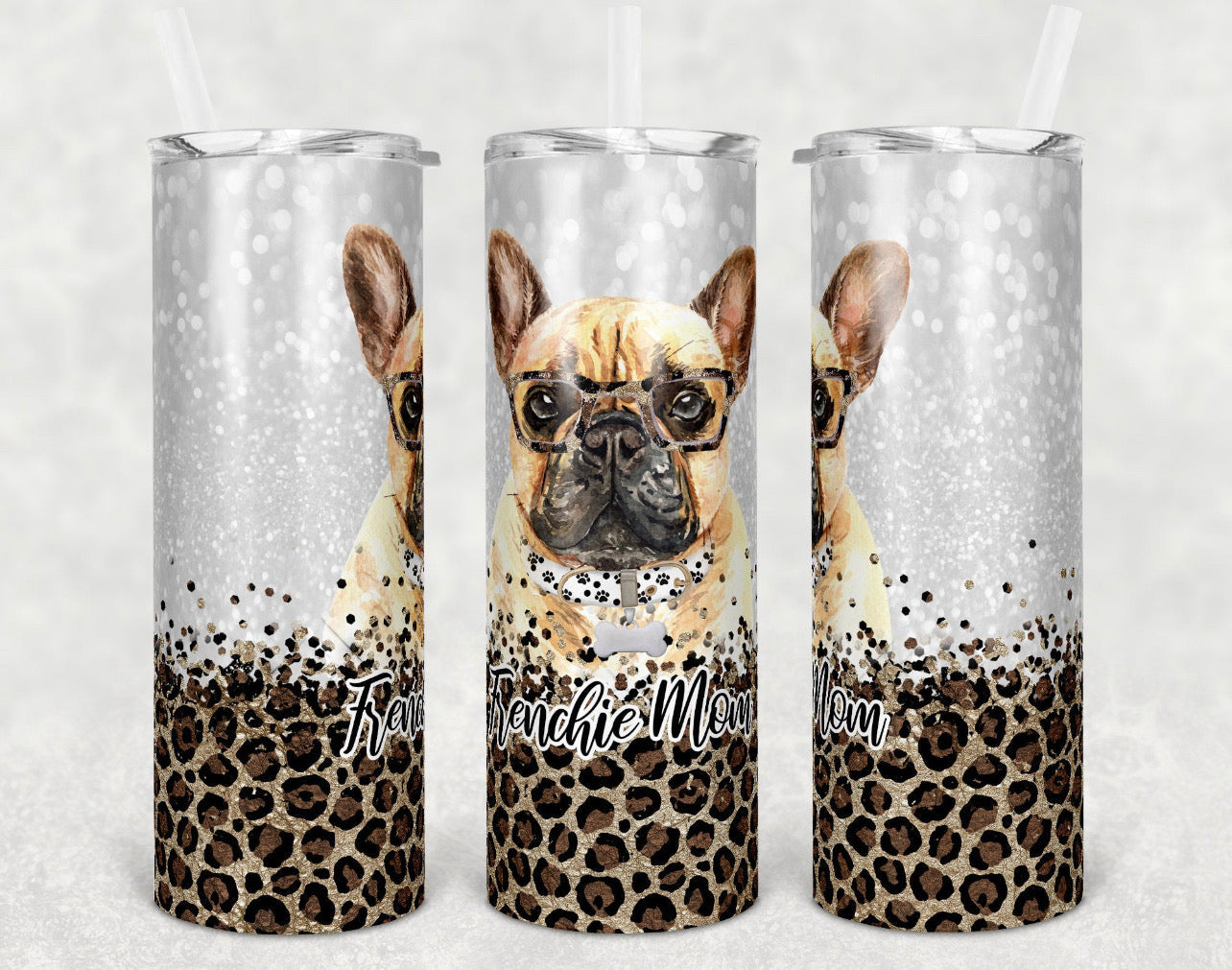 Frenchie  Dog Mom - 20oz or 30oz Skinny Tumblers w/ Lid and Metal Straw