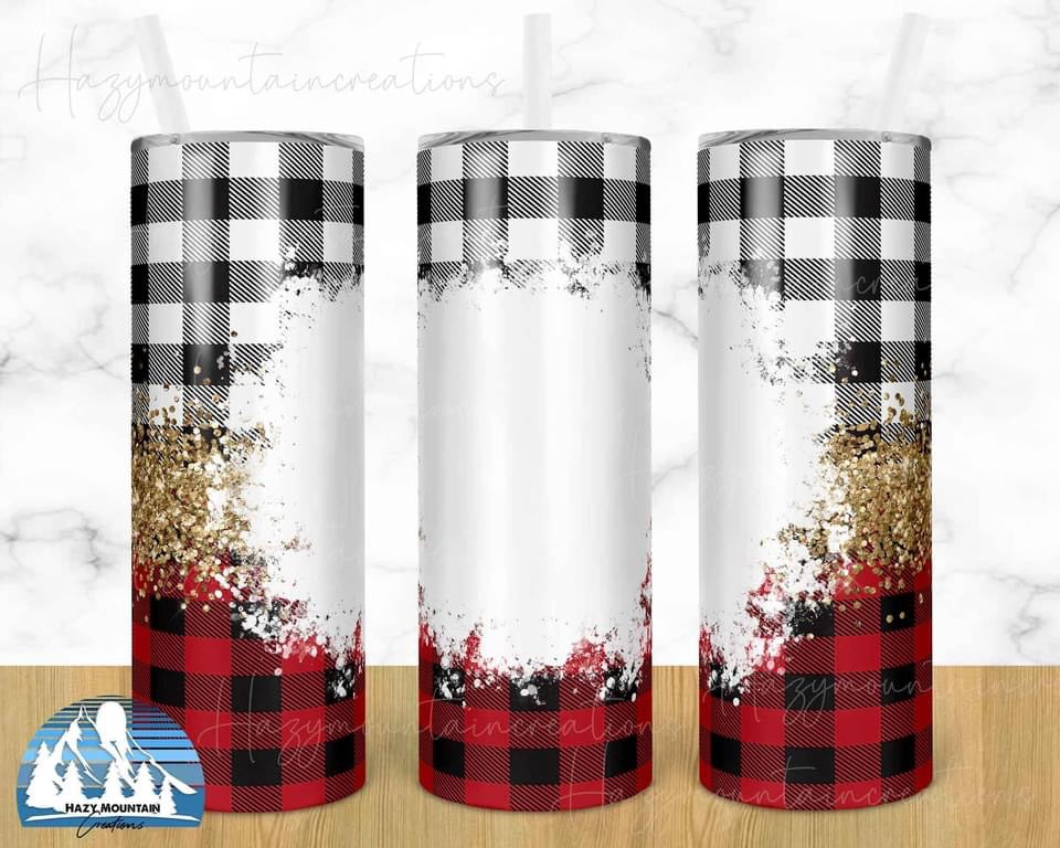 Christmas Glitter Picture - 20oz or 30oz Skinny Tumblers w/ Lid and Metal Straw