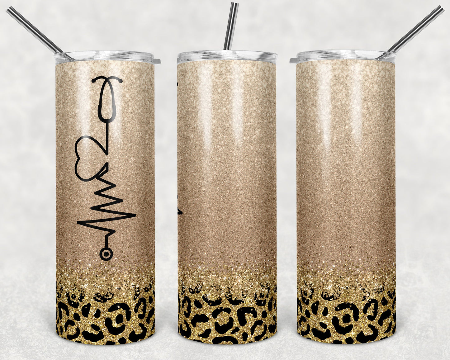 Cheetah Nurse - 20oz or 30oz Skinny Tumblers w/ Lid and Metal Straw