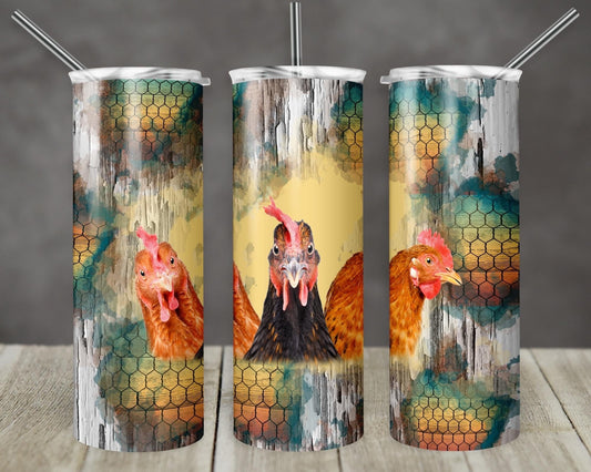 Rooster Sunset Honeycomb - 20oz or 30oz Skinny Tumblers w/ Lid and Metal Straw