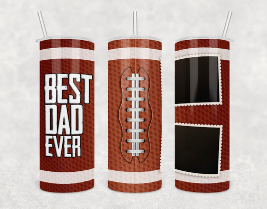 Football Best Dad Ever- 20oz or 30oz Skinny Tumblers w/ Lid and Metal Straw