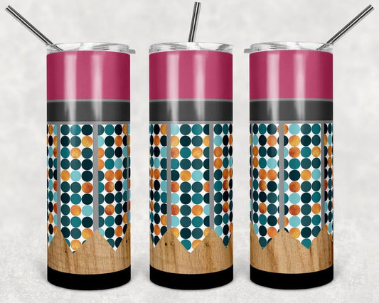 Polka dot Pink Stripe Special Effects - 20 oz or 30oz Skinny Tumblers w/ Lid and Metal Straw