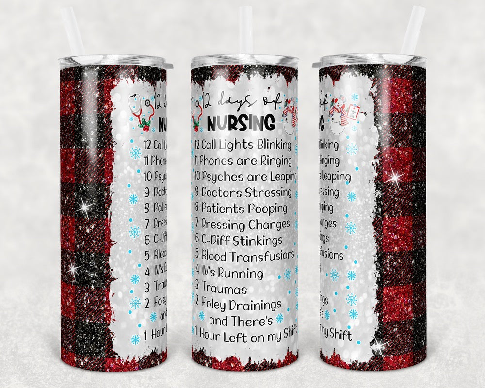 Nursing - 20oz or 30oz Skinny Tumblers w/ Lid and Metal Straw