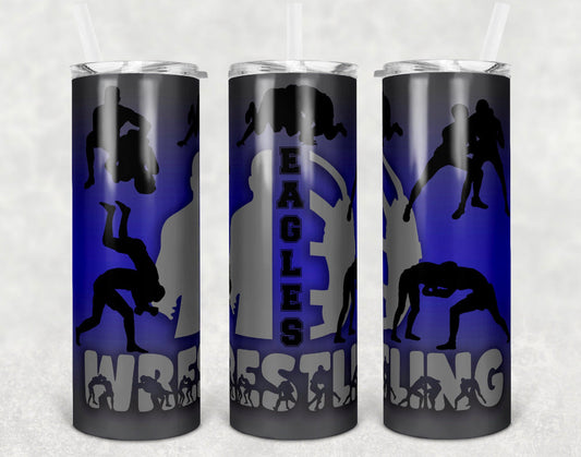 Wrestling Mom - 20 oz or 30oz Skinny Tumblers w/ Lid and Metal Straw