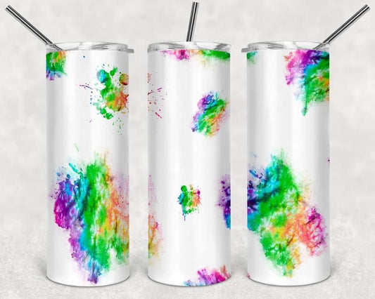 White Tye Dye- 20oz or 30oz Skinny Tumblers w/ Lid and Metal Straw