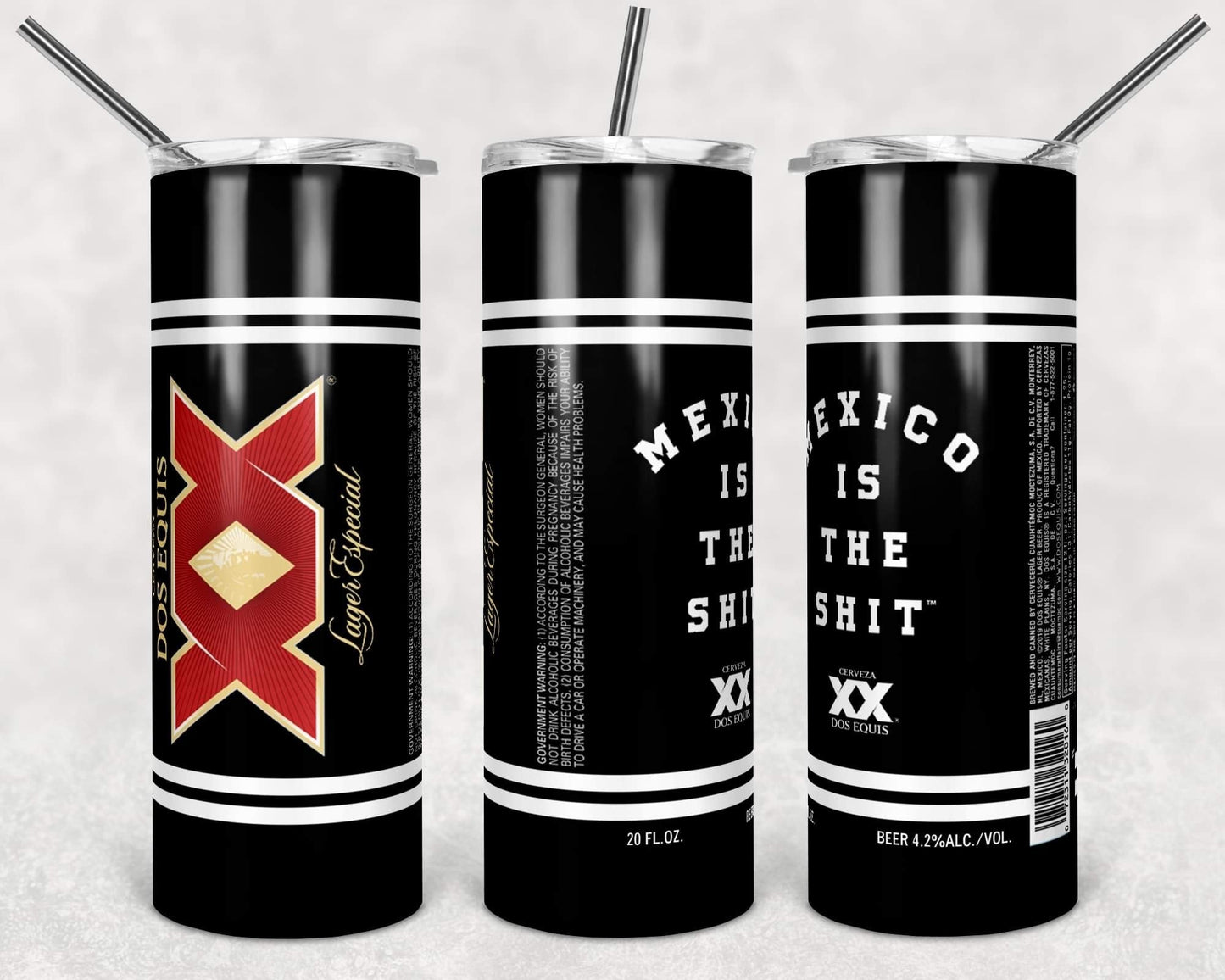 Mexico is the shit - 20 oz or 30oz Skinny Tumblers w/ Lid and Metal Straw