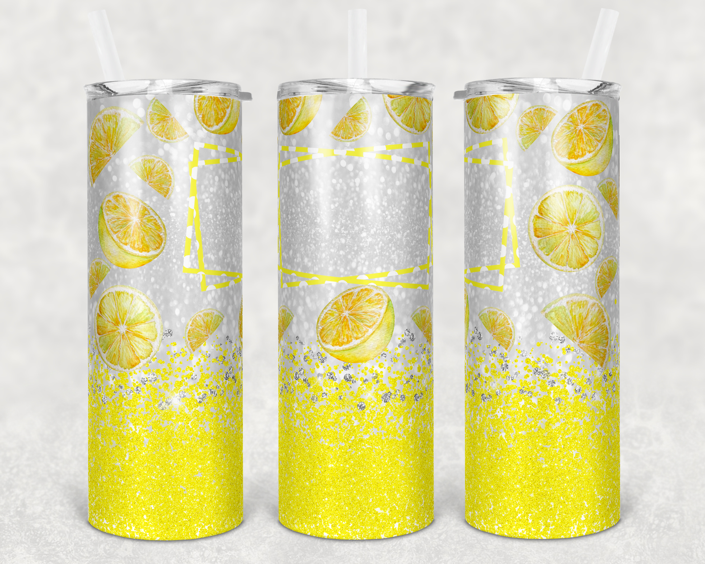 Custom Lemon - 20 oz or 30oz Skinny Tumblers w/ Lid and Metal Straw