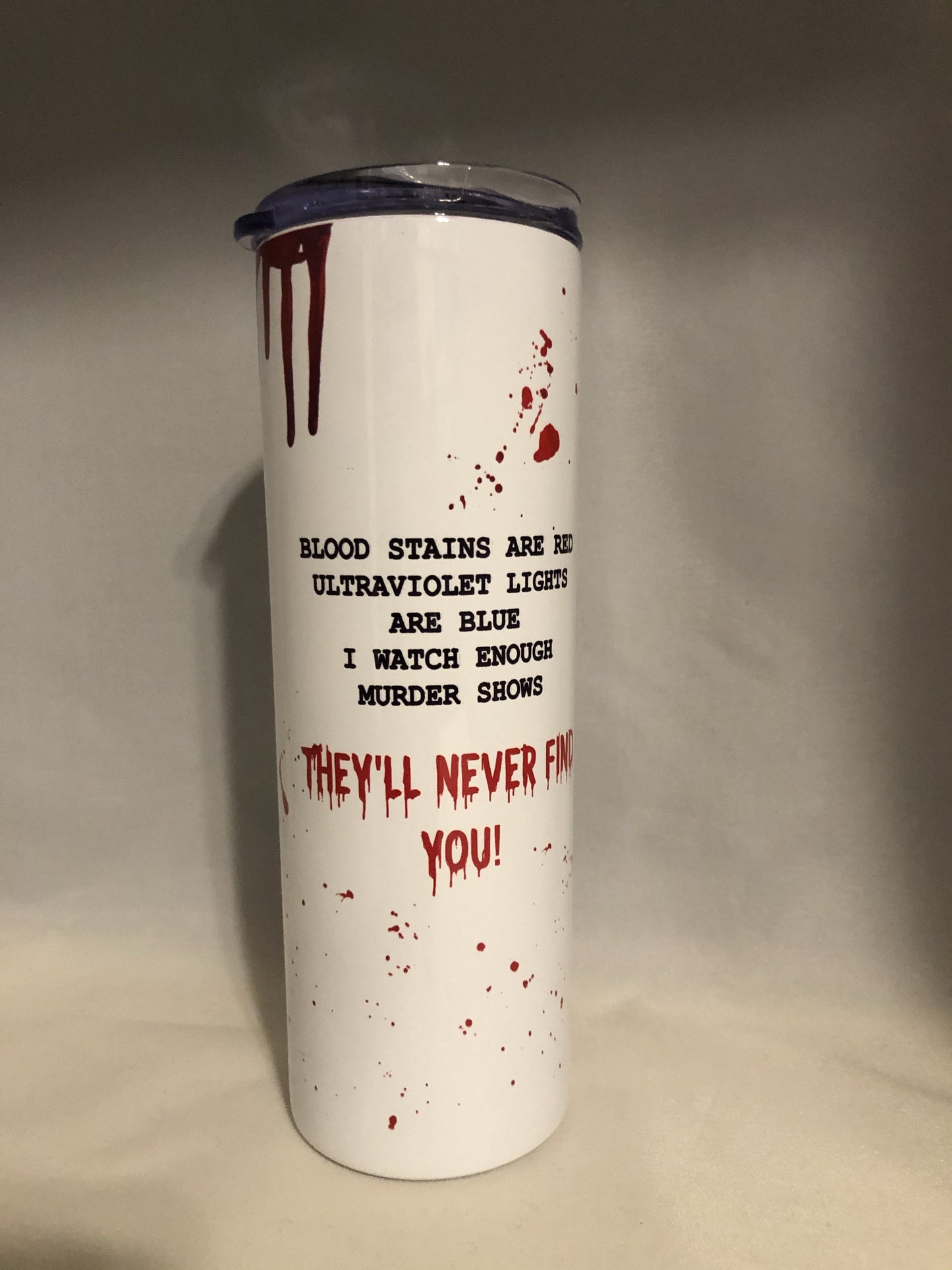 Murder Shows -20 oz Skinny Tumblers w/Lid and Metal Straw