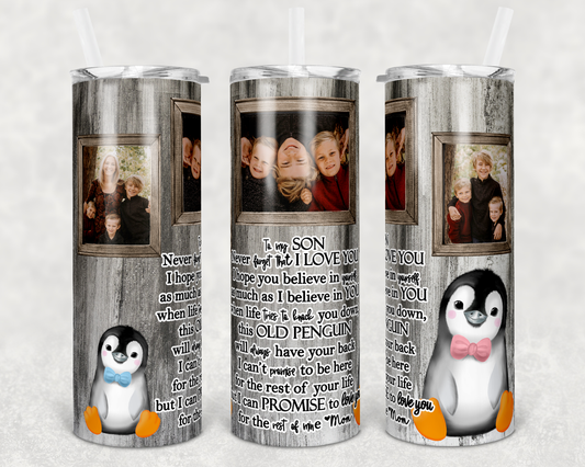 Penguin Animal - 20 or 30oz Skinny Tumblers w/ Lid and Metal Straw