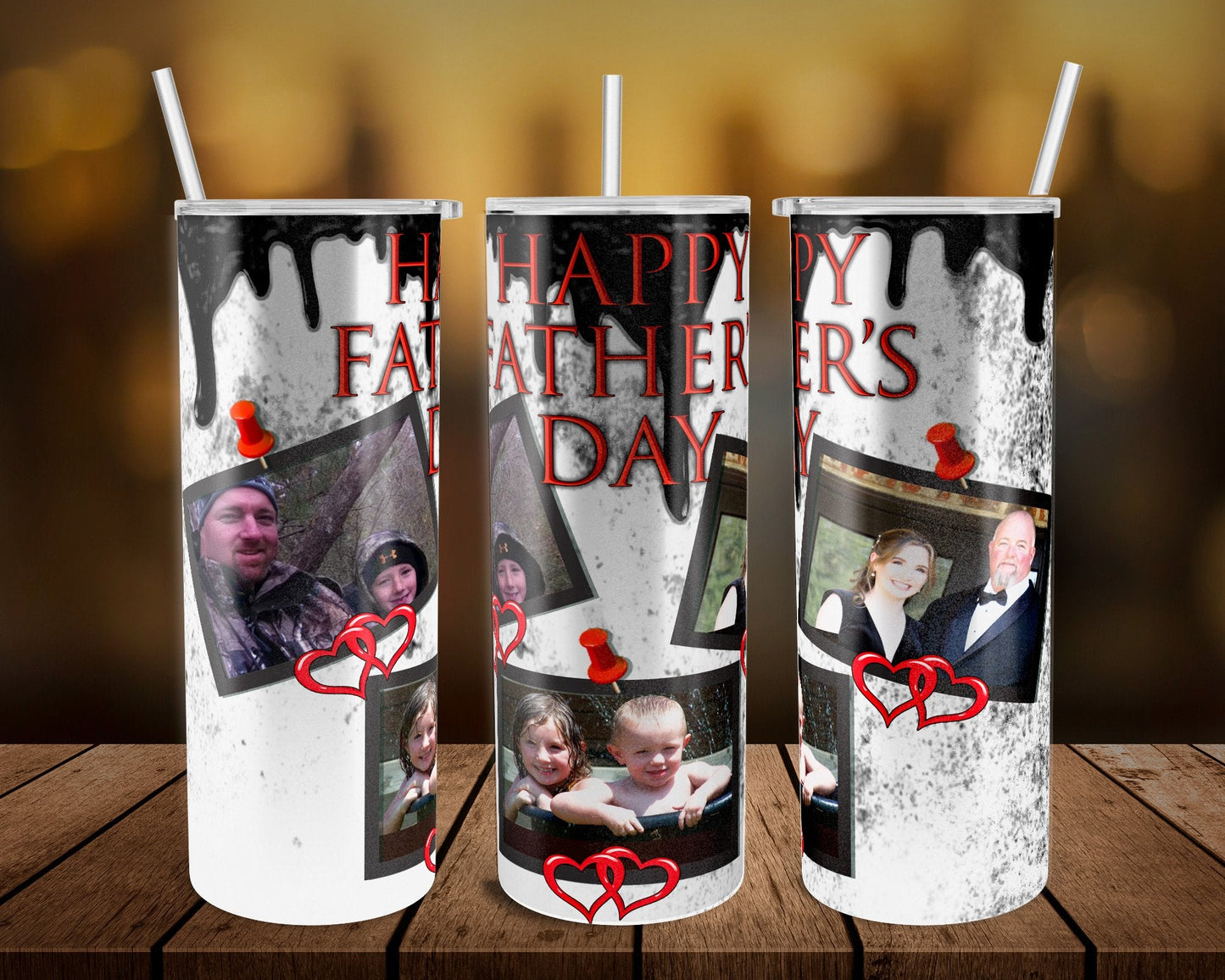 W&B Drip Father’s day Picture - 20 oz or 30oz Skinny Tumblers w/ Lid and Metal Straw