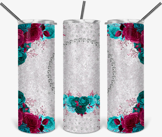 Flowers - 20oz or 30oz as Skinny Tumblers w/ Lid and Metal Straw