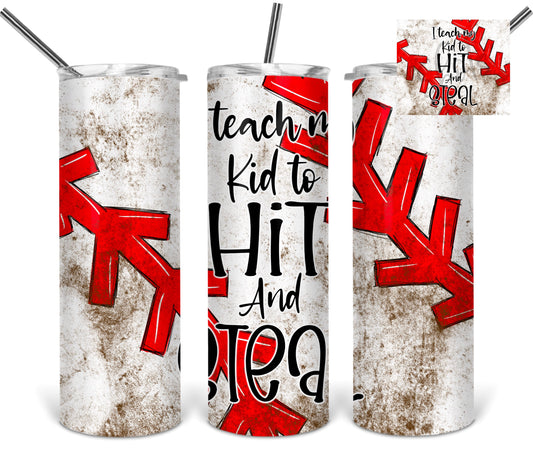 Baseball - 20oz or 30oz Skinny Tumblers w/ Lid and Metal Straw