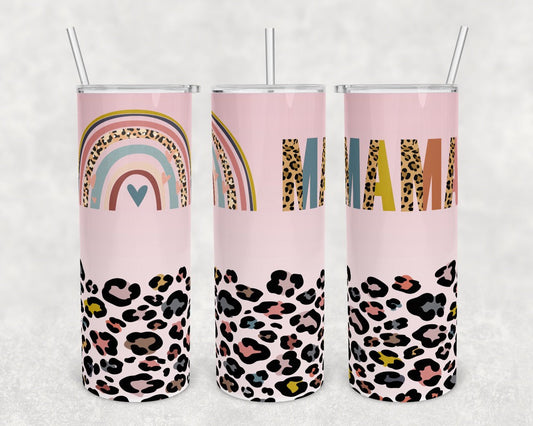 Pink Cheetah Mama- 20 oz or 30oz Skinny Tumblers w/ Lid and Metal Straw