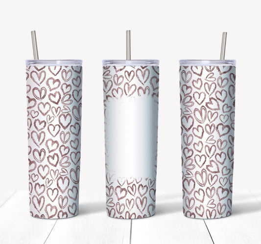 Tan Heart Picture- 20oz or 30oz Skinny Tumblers w/ Lid and Metal Straw
