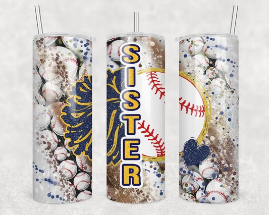 Baseball Sister-20 oz or 30oz Skinny Tumblers w/ Lid and Metal Straw