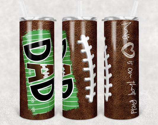 Football Dad - 20 oz Skinny Tumblers w/ Lid and Metal Straw