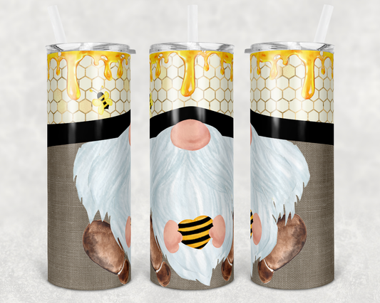 Honey Bee Gnome- 20 oz or 30oz Skinny Tumblers w/ Lid and Metal Straw