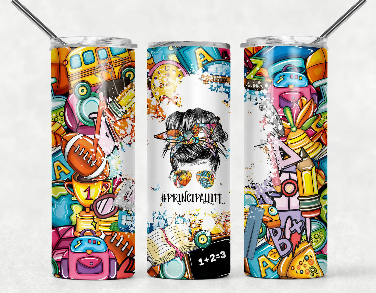 Principal Life- 20oz or 30oz Skinny Tumblers w/ Lid and Metal Straw
