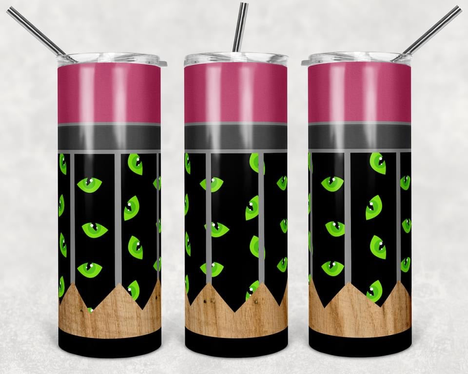 Eyes Pink Stripe Special Effects - 20 oz or 30oz Skinny Tumblers w/ Lid and Metal Straw