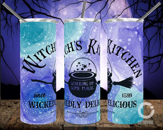 Witches Kitchen Halloween- 20 oz or 30oz Skinny Tumblers w/ Lid and Metal Straw