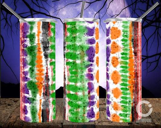 Green purple and orange Halloween- 20 oz or 30oz Skinny Tumblers w/ Lid and Metal Straw
