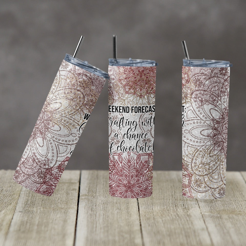 Extended Forecast Flowers - 20 oz or 30oz Skinny Tumblers w/ Lid and Metal Straw