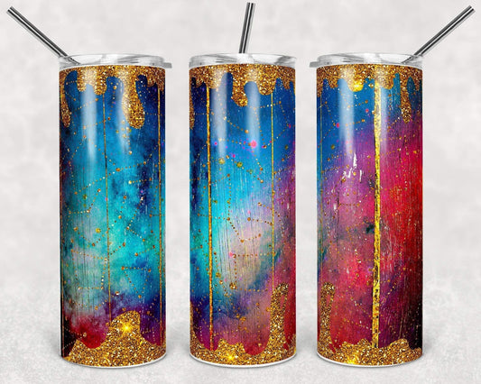 Red, Blue, Purple, Pink Gold Dripping Up- 20oz or 30oz Skinny Tumblers w/ Lid and Metal Straw