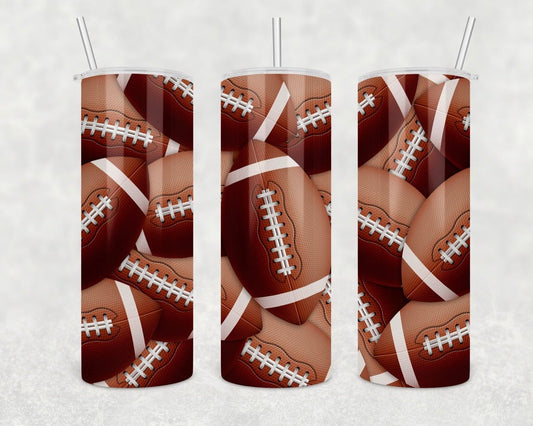 Football Confettii- 20oz or 30oz Skinny Tumblers w/ Lid and Metal Straw