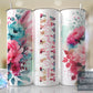 Mamaw Split Hot Pink Floral Full Wrap -20oz or 30oz Skinny Tumblers w/ Lid and Metal Straw