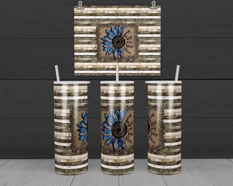 Sunflower with words - 20 oz or 30oz Skinny Tumblers w/ Lid and Metal Straw