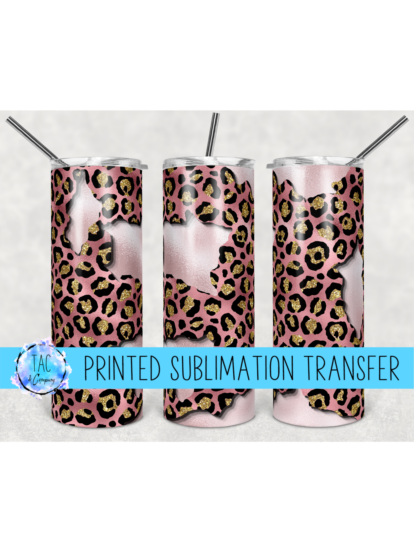 Rose Gold Leopard Peek A Boo - Sublimation Print (This Is Not A Digital File)
