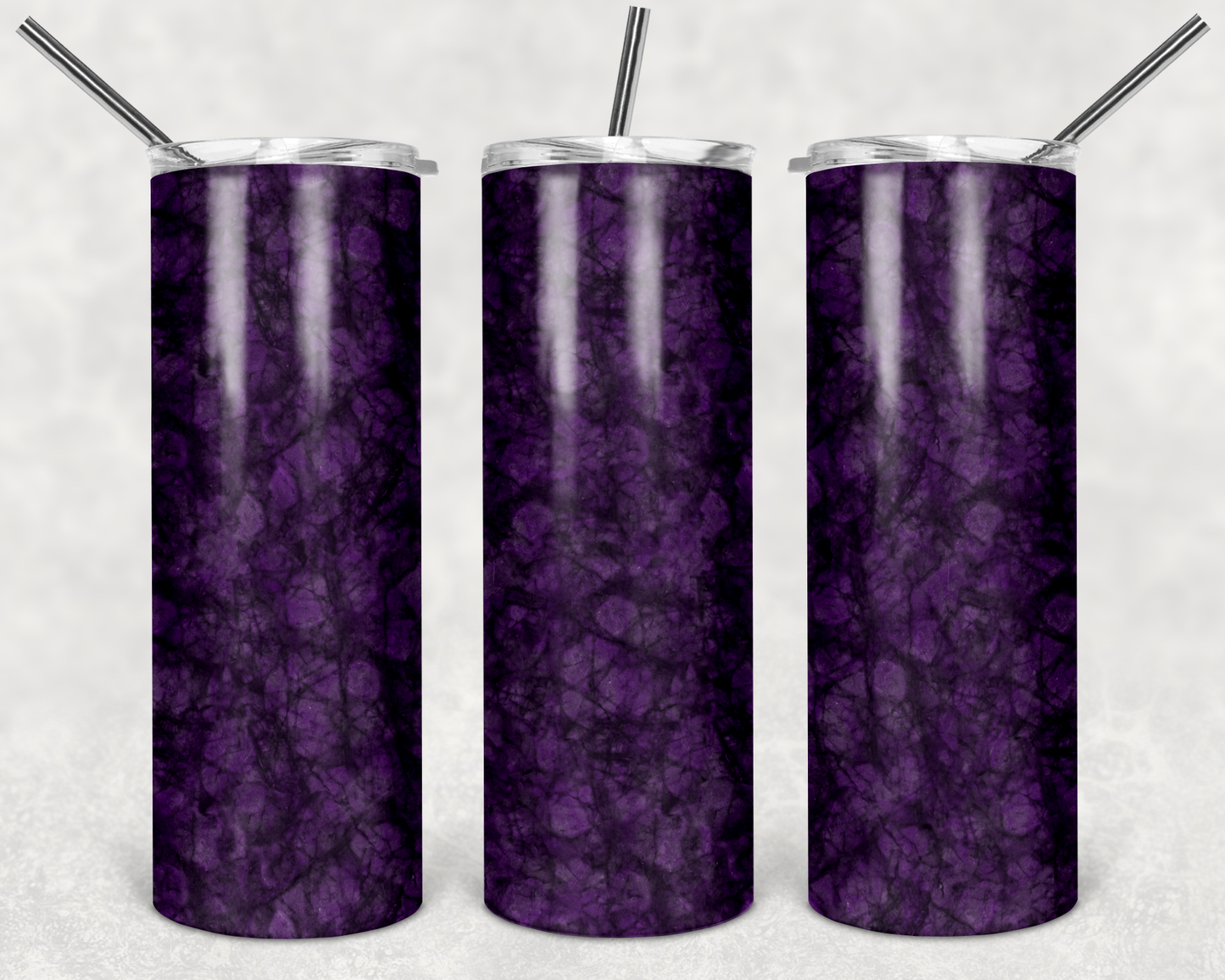 Black and Purple Marble - 20 or 30oz Skinny Tumblers w/ Lid and Metal Straw