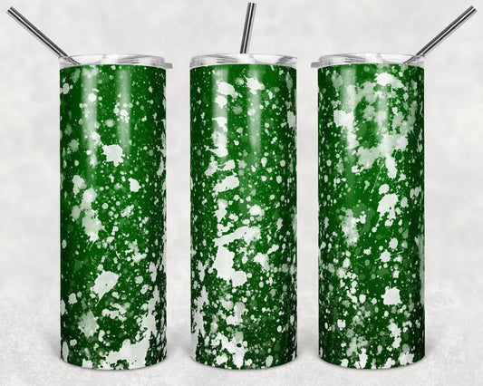 Green Paint Splatter- 20 oz or 30oz Skinny Tumblers w/ Lid and Metal Straw